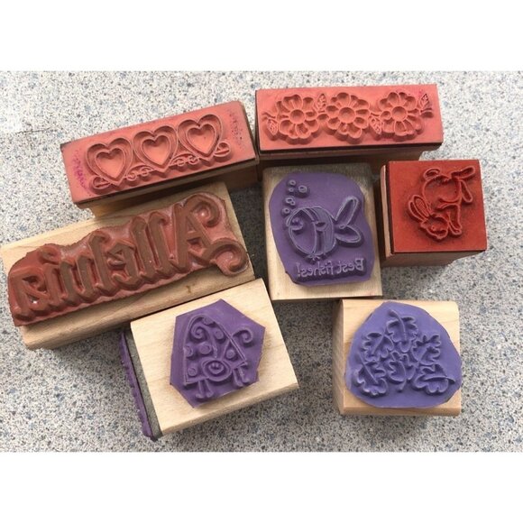 Stampin' Up Rubber Stamp Set Of 7 Best Fishes Bug Me Any Time 2006 2007 - Picture 2 of 3